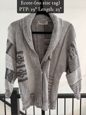Ecote Gray and White Shawl-Collar Knit Cardigan